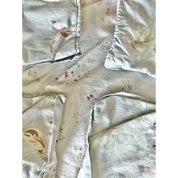 Simply Shabby Chic Queen Floral Cotton Duvet Cover Pink & Green On Light Blue - Picture 16 of 16